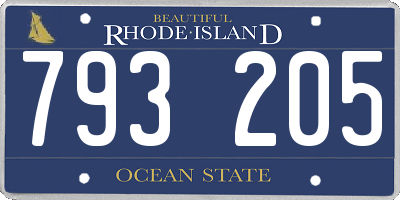 RI license plate 793205