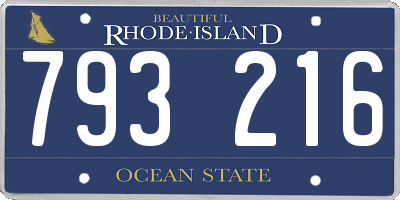 RI license plate 793216