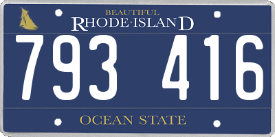 RI license plate 793416