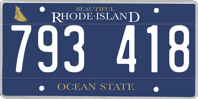RI license plate 793418