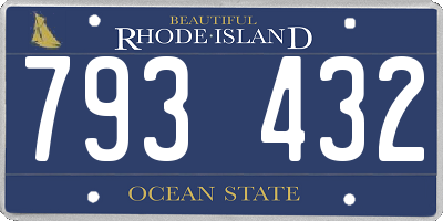 RI license plate 793432