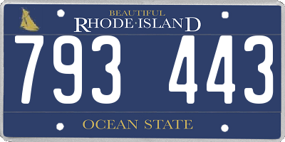RI license plate 793443
