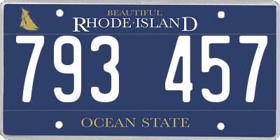 RI license plate 793457