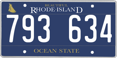 RI license plate 793634