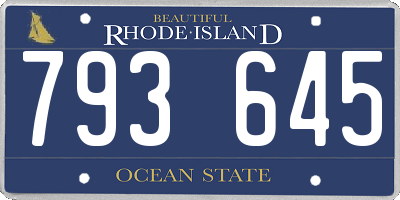 RI license plate 793645