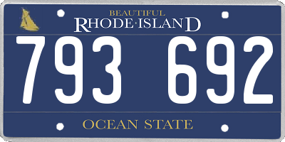 RI license plate 793692