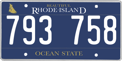 RI license plate 793758
