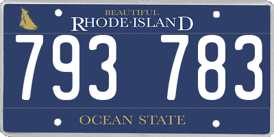 RI license plate 793783