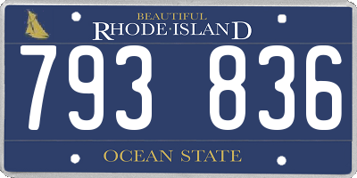 RI license plate 793836