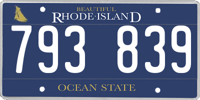 RI license plate 793839