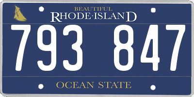 RI license plate 793847