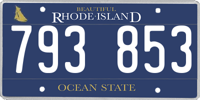 RI license plate 793853