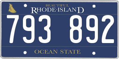RI license plate 793892