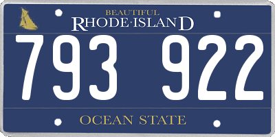 RI license plate 793922