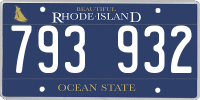RI license plate 793932