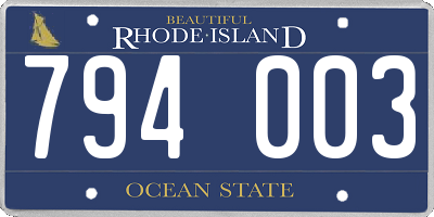 RI license plate 794003