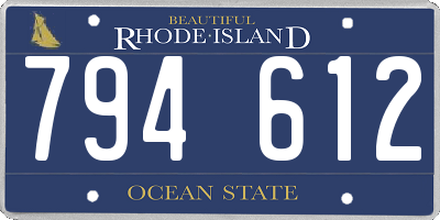 RI license plate 794612