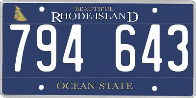 RI license plate 794643