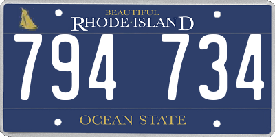 RI license plate 794734