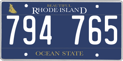 RI license plate 794765