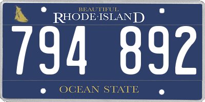 RI license plate 794892