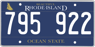 RI license plate 795922