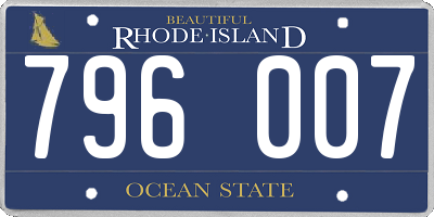 RI license plate 796007