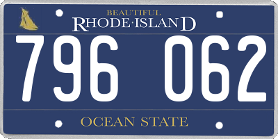 RI license plate 796062