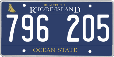 RI license plate 796205
