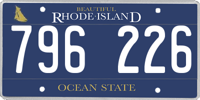 RI license plate 796226