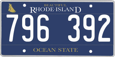 RI license plate 796392