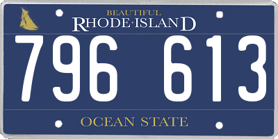 RI license plate 796613