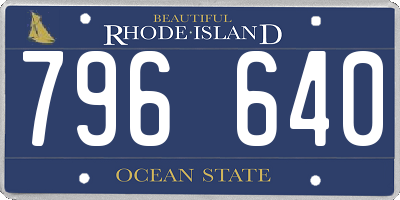 RI license plate 796640