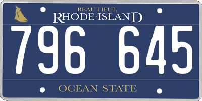 RI license plate 796645