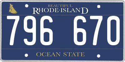 RI license plate 796670