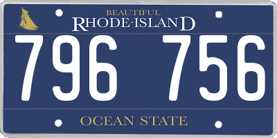 RI license plate 796756