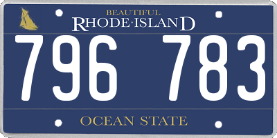 RI license plate 796783
