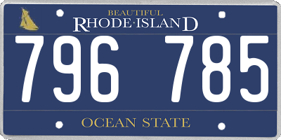 RI license plate 796785