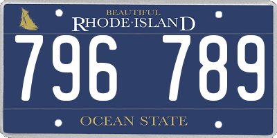 RI license plate 796789