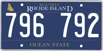 RI license plate 796792