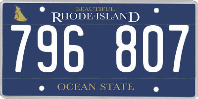 RI license plate 796807