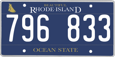 RI license plate 796833