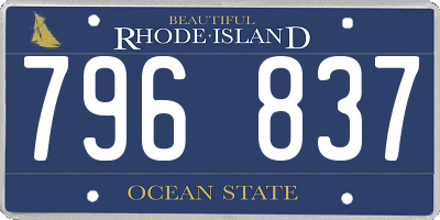 RI license plate 796837