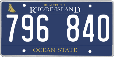 RI license plate 796840