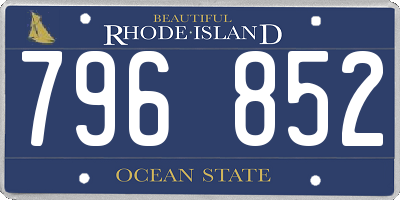 RI license plate 796852