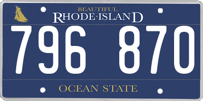 RI license plate 796870
