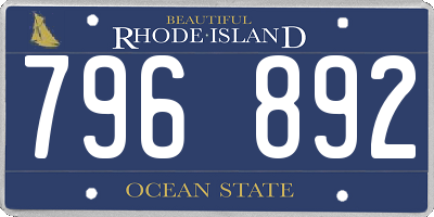 RI license plate 796892