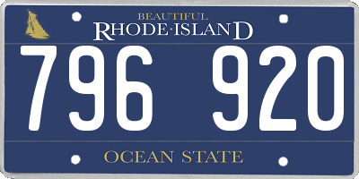 RI license plate 796920
