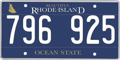 RI license plate 796925