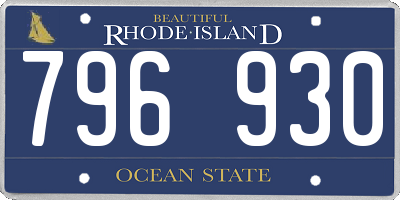 RI license plate 796930